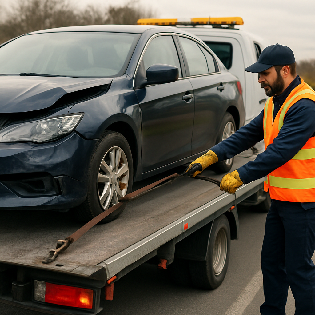 Automobilio pervežimas tralu Klaipėdoje į servisą